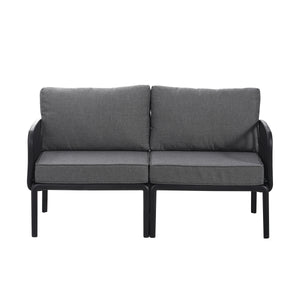 3 Piece Patio Conversation Sets, Modern Outdoor Patio Sectional Furniture Set with Square Coffee Table