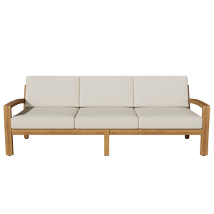 Outdoor L Shape 3pcs Acacia Wood Patio Sofa Set