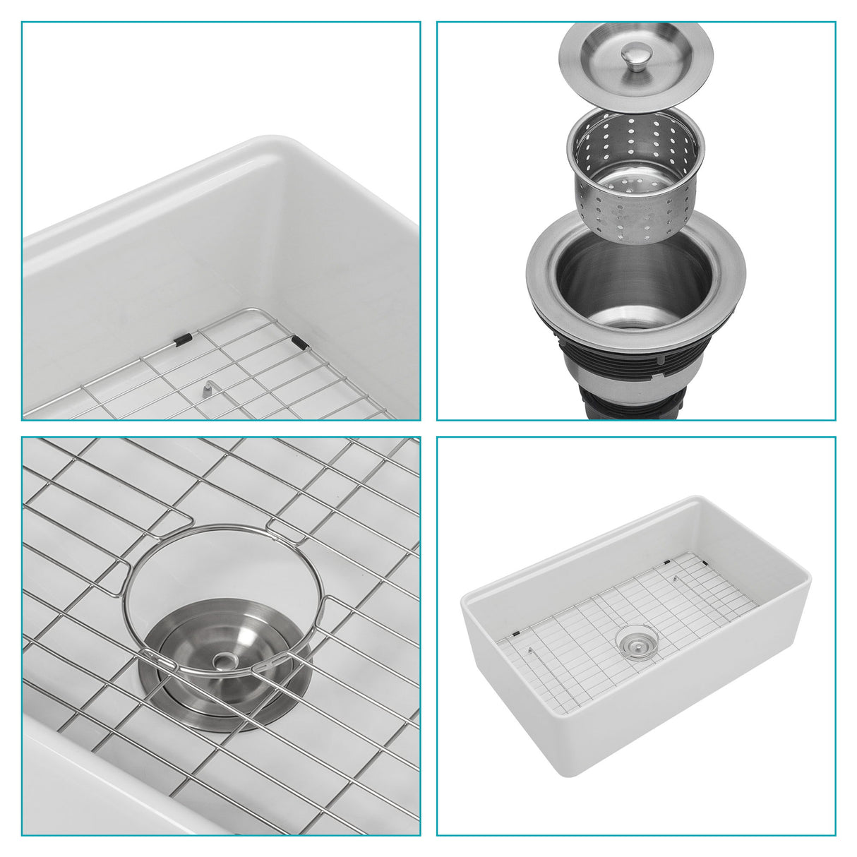 Farmhouse Sink Workstation, Ceramic Single Bowl With Accessories