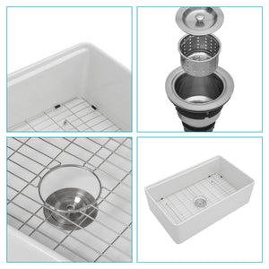 Farmhouse Sink Workstation, Ceramic Single Bowl With Accessories