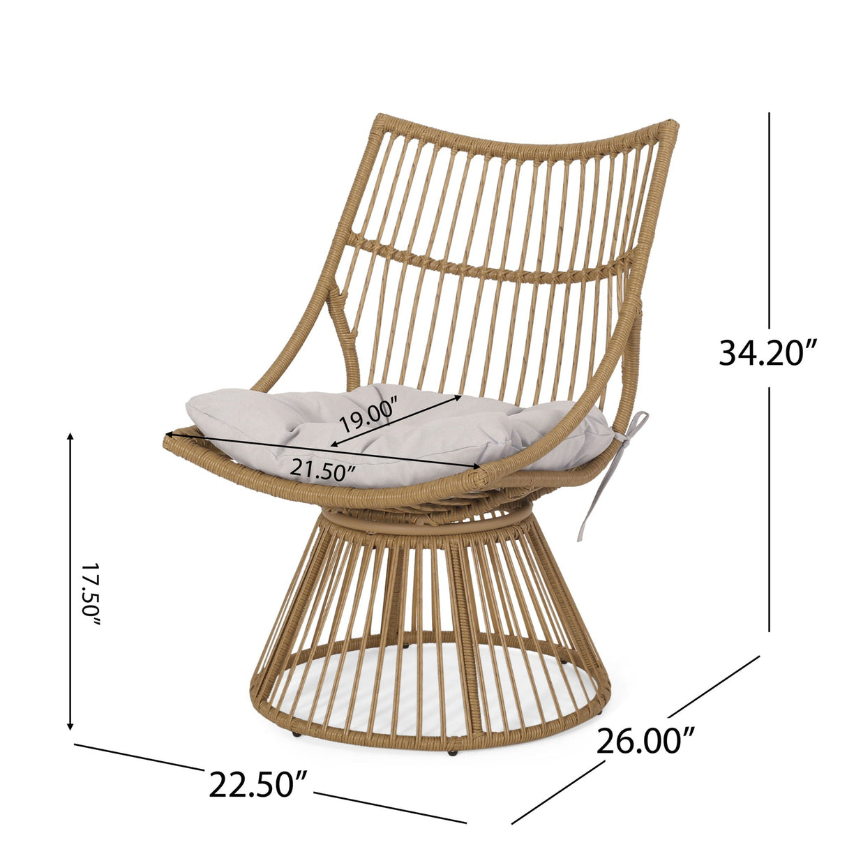 2 Piece Rattan Patio Set With Club Chair And Side Table - Beige / Light Brown - Best Buy Furniture