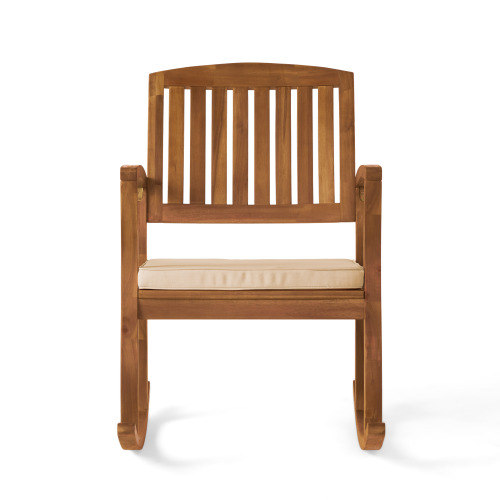 Acacia Wood Patio Outdoor Rocking Chair with Cushions