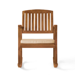 Acacia Wood Patio Outdoor Rocking Chair with Cushions