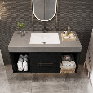 39.4 Inches Single Contemporary Floating Bathroom Vanity