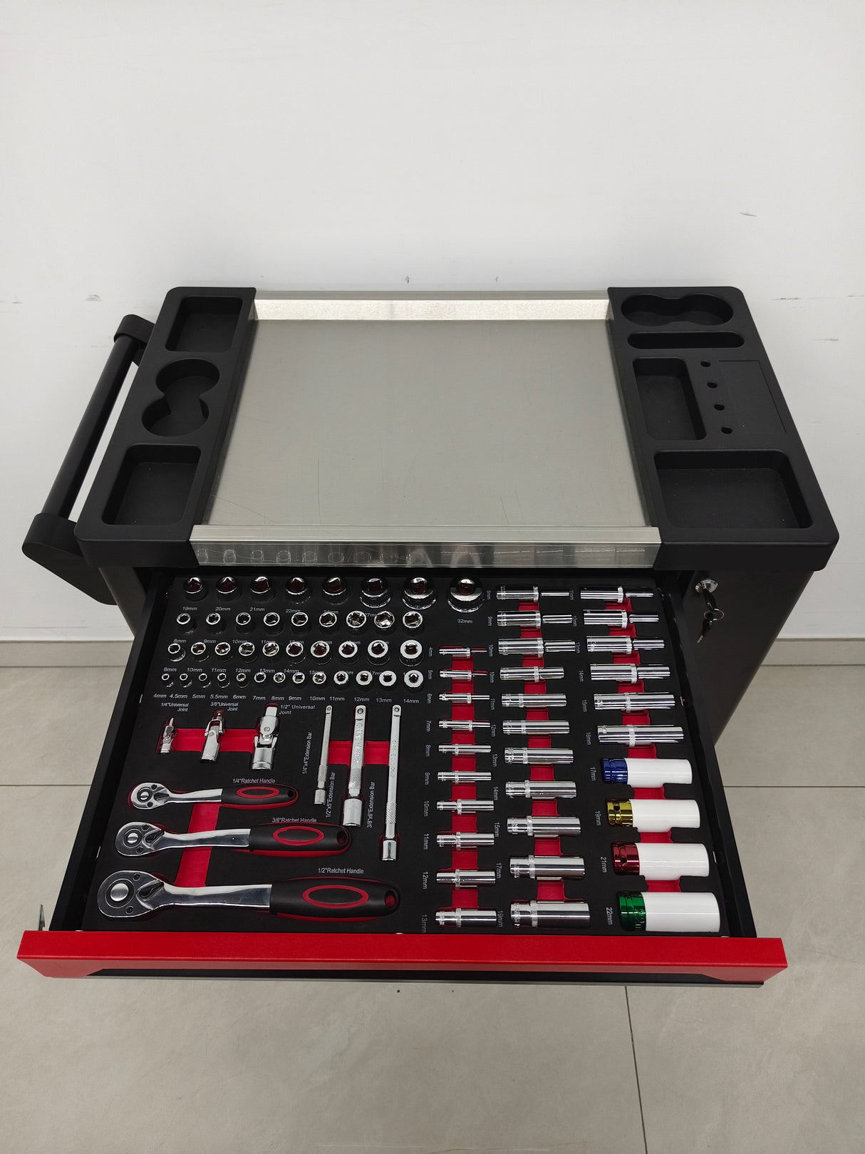 7 Drawer SPCC Rolling Tool Chest with 258-Piece Complete Tool Set