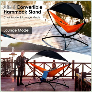 Portable Outdoor Hammock with Quick-Fold Stand and Adjustable Sunshade