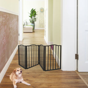 Pet Gate Dog Gate For Doorways, Stairs Or House Freestanding Folding - Dark Brown