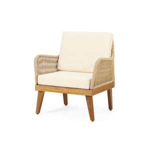 Outdoor Club Chair With Rope Weave Design - Teak - Best Buy Furniture