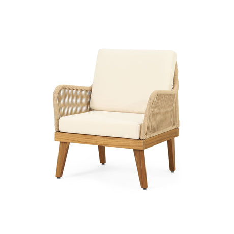 Outdoor Club Chair With Rope Weave Design - Teak - Best Buy Furniture