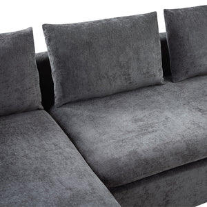 Modern L Shaped Sectional Sofa With Upholstery And Wooden Storage