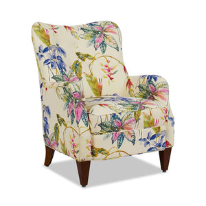 Paradise Upholstered Arm Chair, Off-White Floral, Beige Fabric