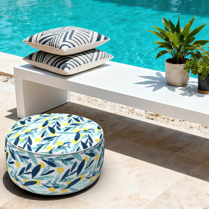 2 Pack Outdoor Inflatable Ottoman 21"x21"x9" - Coastal Leaves