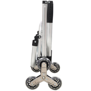Foldable Shopping Stair Trolley With Triangular Wheels And Removable Waterproof Bag - Black