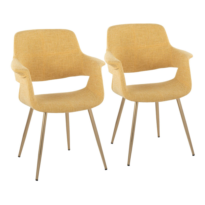Vintage Flair Glam / Art Deco Chair Set of 2 with Cushioned Seat – Multiple Colors
