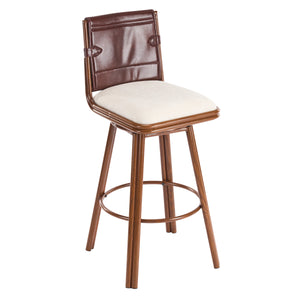 Sibyl Indoor Upholstered Swivel Bar Stool with Metal Frame