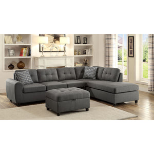 Balta - 2 Piece Loose Back Sectional With Ottoman Upholstered - Gray