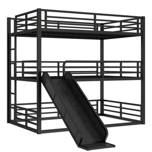 Full Over Full Over Full Bunk Bed with Slide