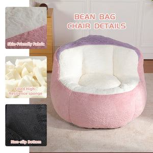 Oversized Multicolor Faux Fur Bean Bag Chair