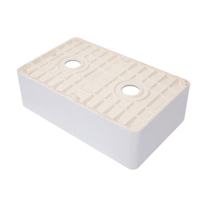 Sink 33" Double Bowl Kitchen Sink With Deep Bowls And Grids - White