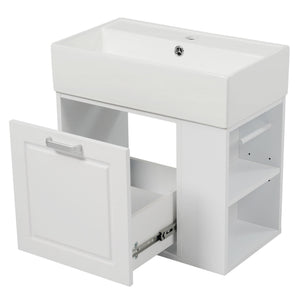 Modern Wall Mounted Bathroom Vanity With Sink, Soft Close Drawer, Adjustable Shelf, Toilet Paper Holder - Best Buy Furniture