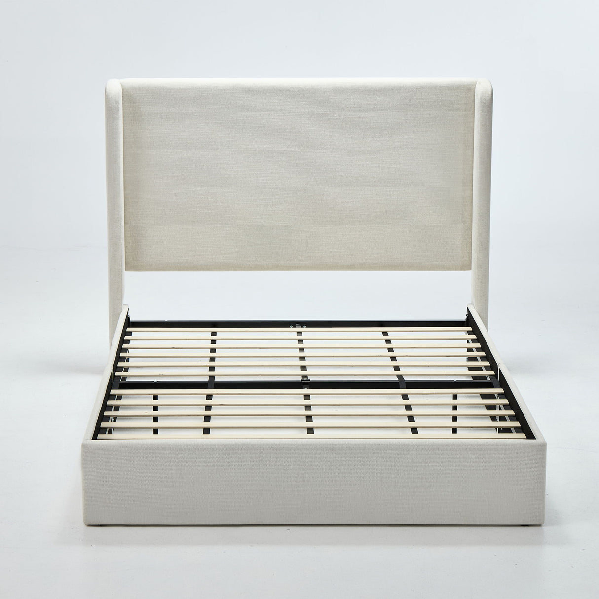 Carmen - Full Size Upholstered Wingback Bed - Ivory