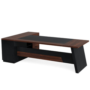 L-Shaped Executive Desk With File Cabinet & Drawers, Large Home Office Computer Workstation