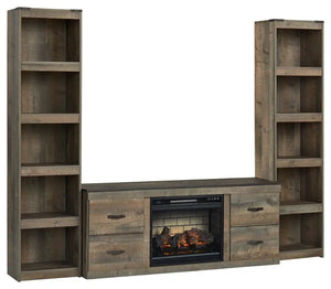 Trinell - 3-Piece Entertainment Center With Electric Fireplace - Brown - Best Buy Furniture