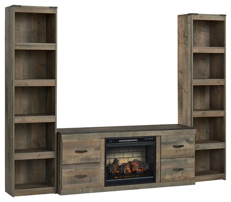Trinell - 3-Piece Entertainment Center With Electric Fireplace - Brown - Best Buy Furniture