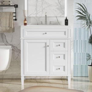 Bathroom Vanity With Top Sink, 2 Drawers & Tip Out Drawer