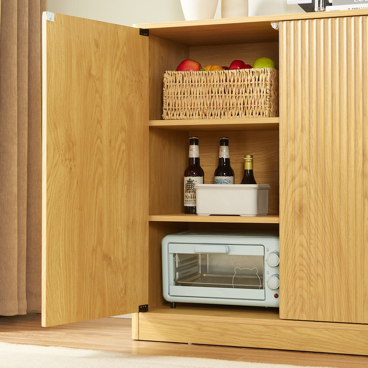 34.3" Modern Wavy Sideboard with Curved Contour Design