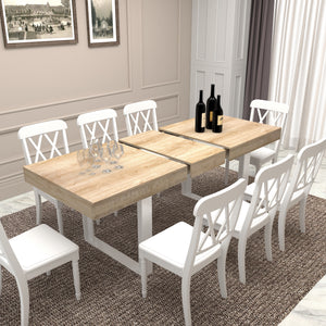 Extendable Dining Room Table for 6-10