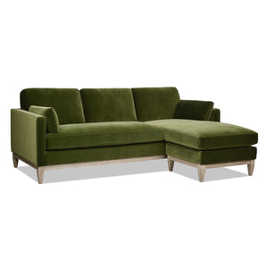 Knox 89-Inch Modern Farmhouse Reversible Chaise Sectional, Green Velvet