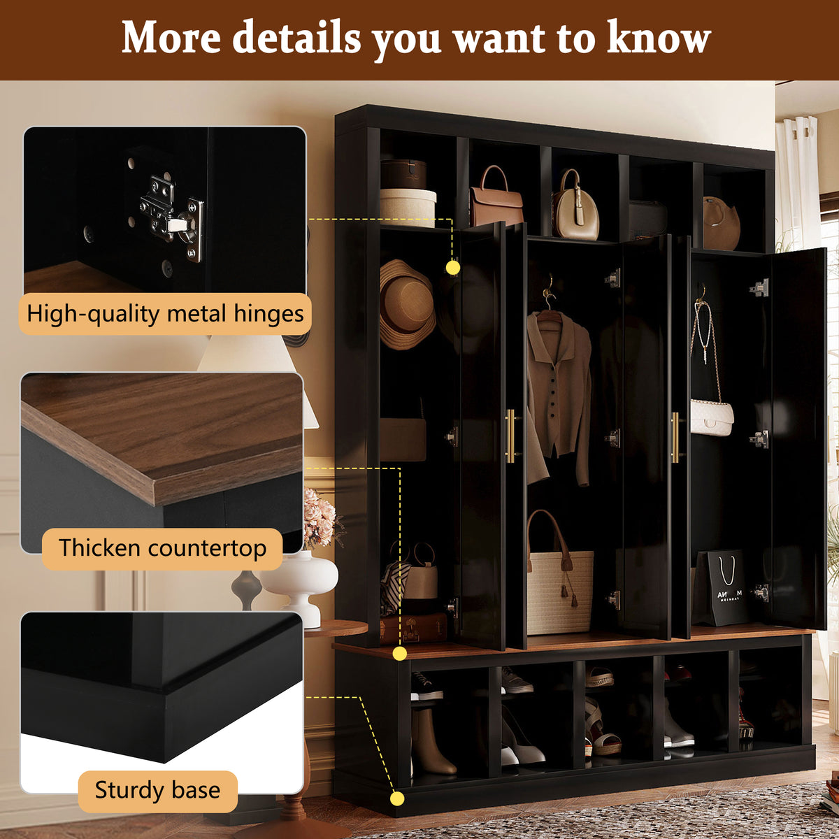 U-Can Farmhouse Entryway Storage Cabinet Coat Closet