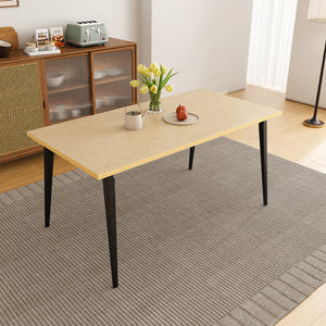 63-inch Modern Dining Table with Wooden Tabletop and Rust-Resistant Iron Legs