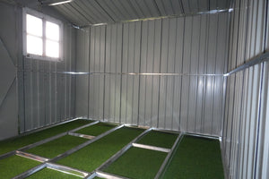 10x8 Foot Outdoor Metal Storage Shed, Sliding Doors, Coal Grey