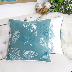 Blue and Spa Seashells Set of 2