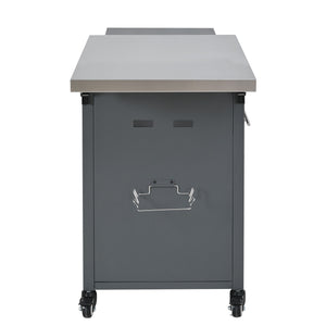 Foldable Outdoor Prep Station BBQ Cart With Trash Rack