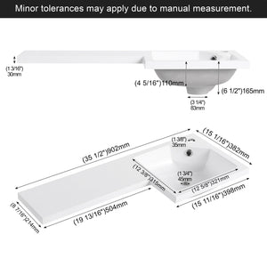 L-Shaped Wall Mounte Floating Bathroom Vanity With Integrated Sink