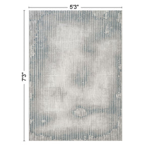 Geometrix - 5'3" X 7'3" Area Rug, Geometric 3D Effect - Ivory / Gray