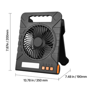 10000mAh Rechargeable Solar Fan LED Lantern 7 Inch Portable Cordless 4W