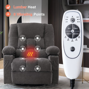 Massage Swivel Rocker Recliner Chair with Vibration Massage and Heat - Living Room