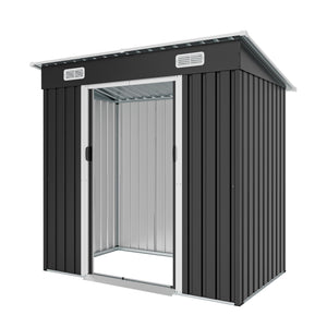 6x4ft Metal Shed with Sliding Door and Ventilation Vents