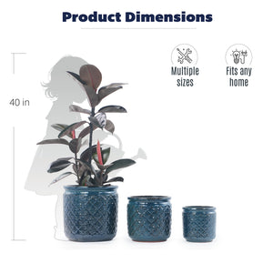 Handmade Ceramic Flower Pot Set of 3, 15/12/9 Inch Diameter