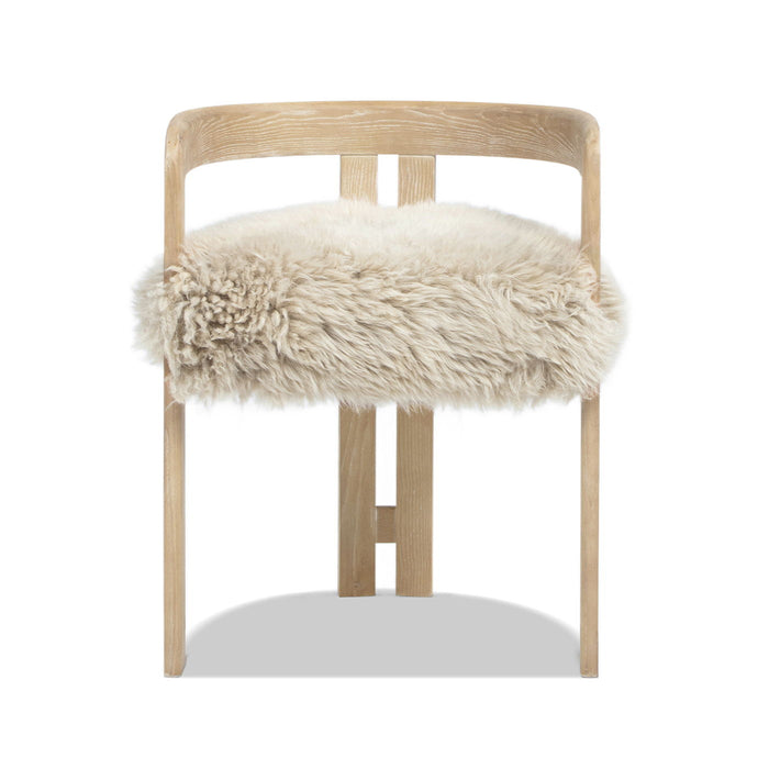 Low Back Dining Chair with Genuine Sheepskin Upholstery - Natural Blonde