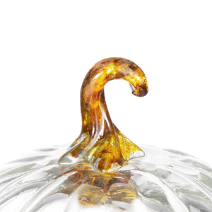 Set of 4 Clear Glass Pumpkin Decor