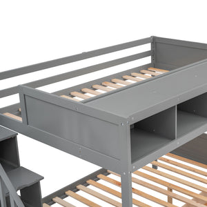 Bunk Bed With Shelfs, Storage Staircase And 2 Drawers