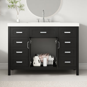 Bathroom Vanity With Sink, 2 Doors 8 Drawers, Soft Close System, Classic Design