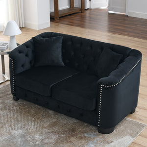 Modern Chesterfield Sofa With Tufted Backrest For Living Room