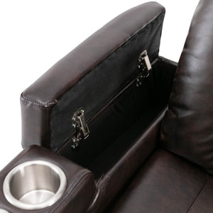 Power Recliner With Storage Arms, Cupholders, Swivel Tray Table And Cell Phone Stand - Brown