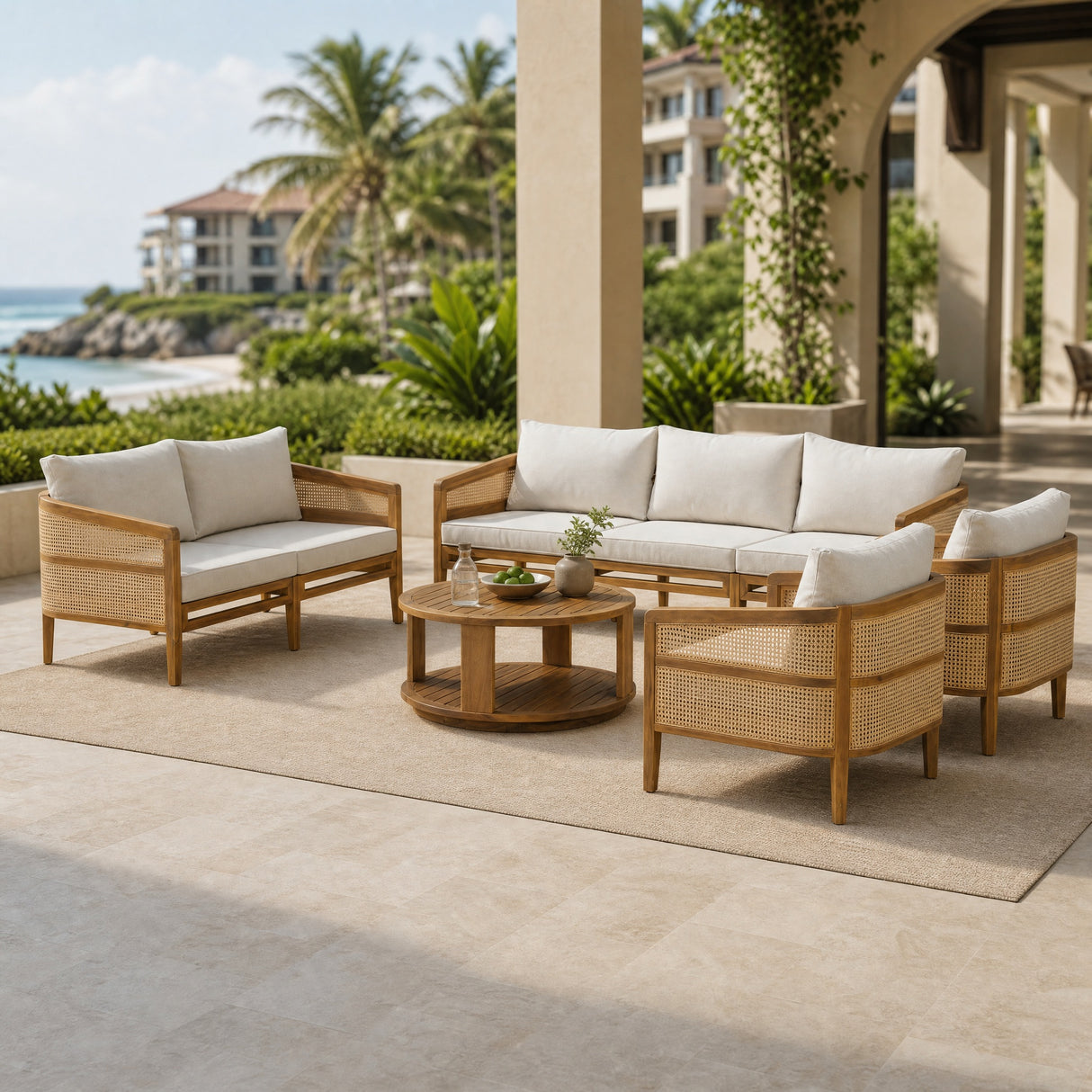 TOPMAX 5-Piece Acacia Wood Patio Furniture Set